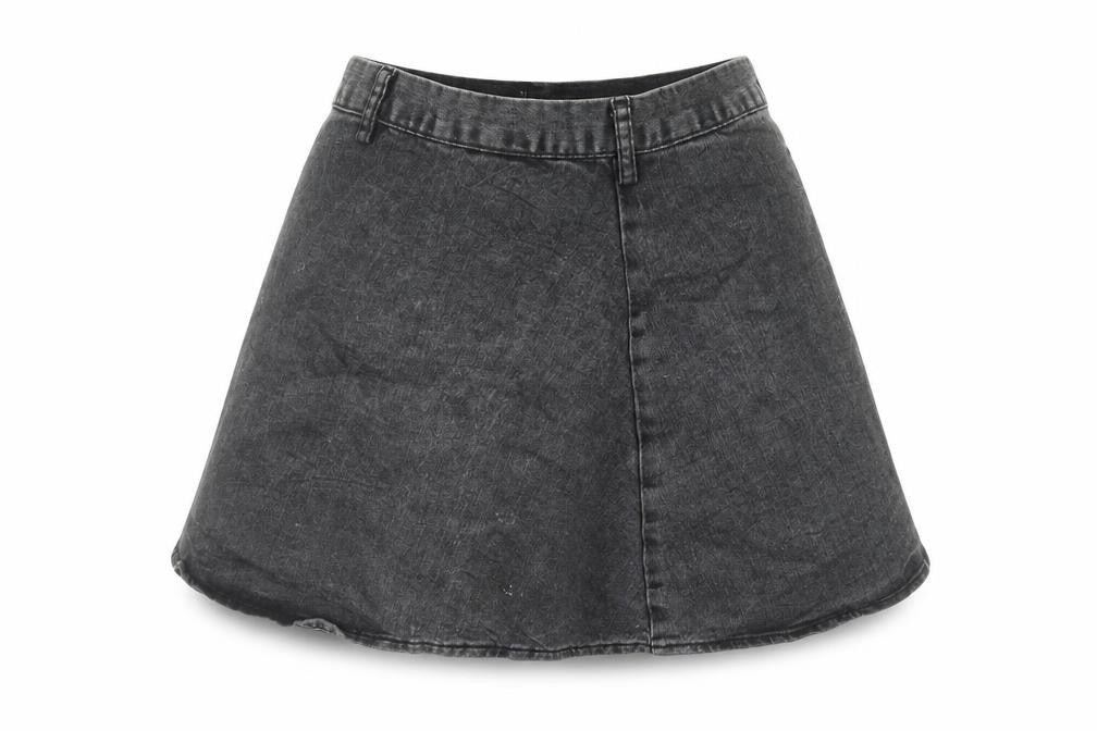 H&M Womens Grey Cotton Mini Skirt Size 6 Zip