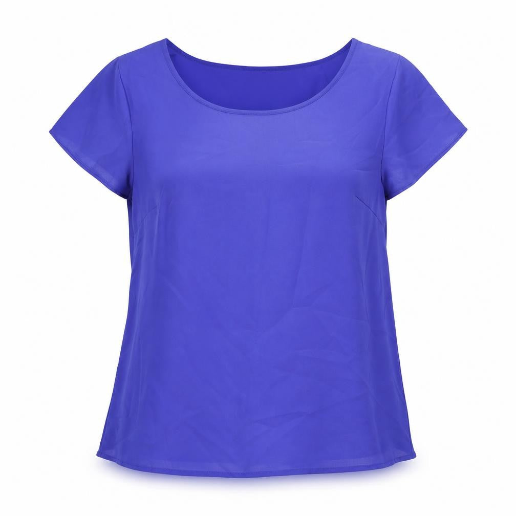 FOREVER 21 Womens Blue Polyester Basic Blouse Size S Boat Neck - Cut out back
