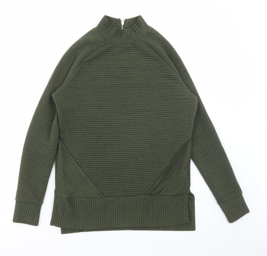New Look Womens Green Polyester Pullover Sweatshirt Size 6 Zip - Ribbed