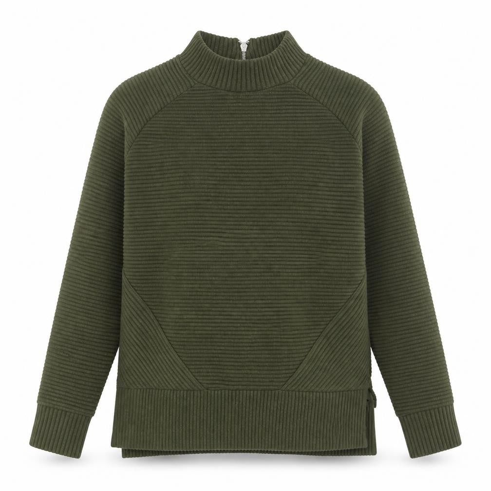 New Look Womens Green Polyester Pullover Sweatshirt Size 6 Zip - Ribbed
