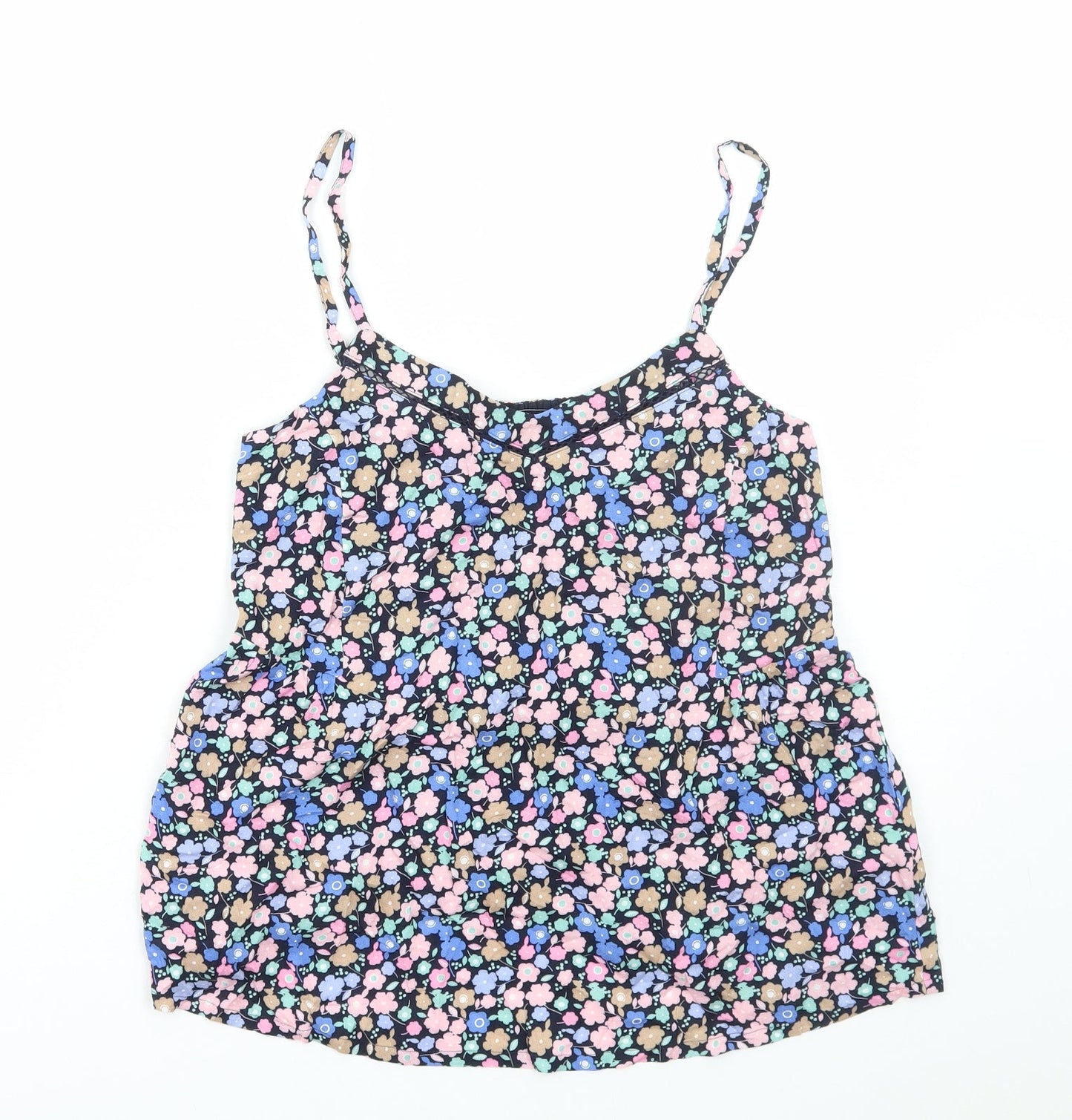 Marks and Spencer Womens Blue Floral Viscose Camisole Tank Size 8 V-Neck