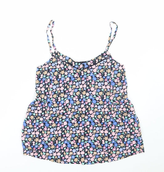 Marks and Spencer Womens Blue Floral Viscose Camisole Tank Size 8 V-Neck