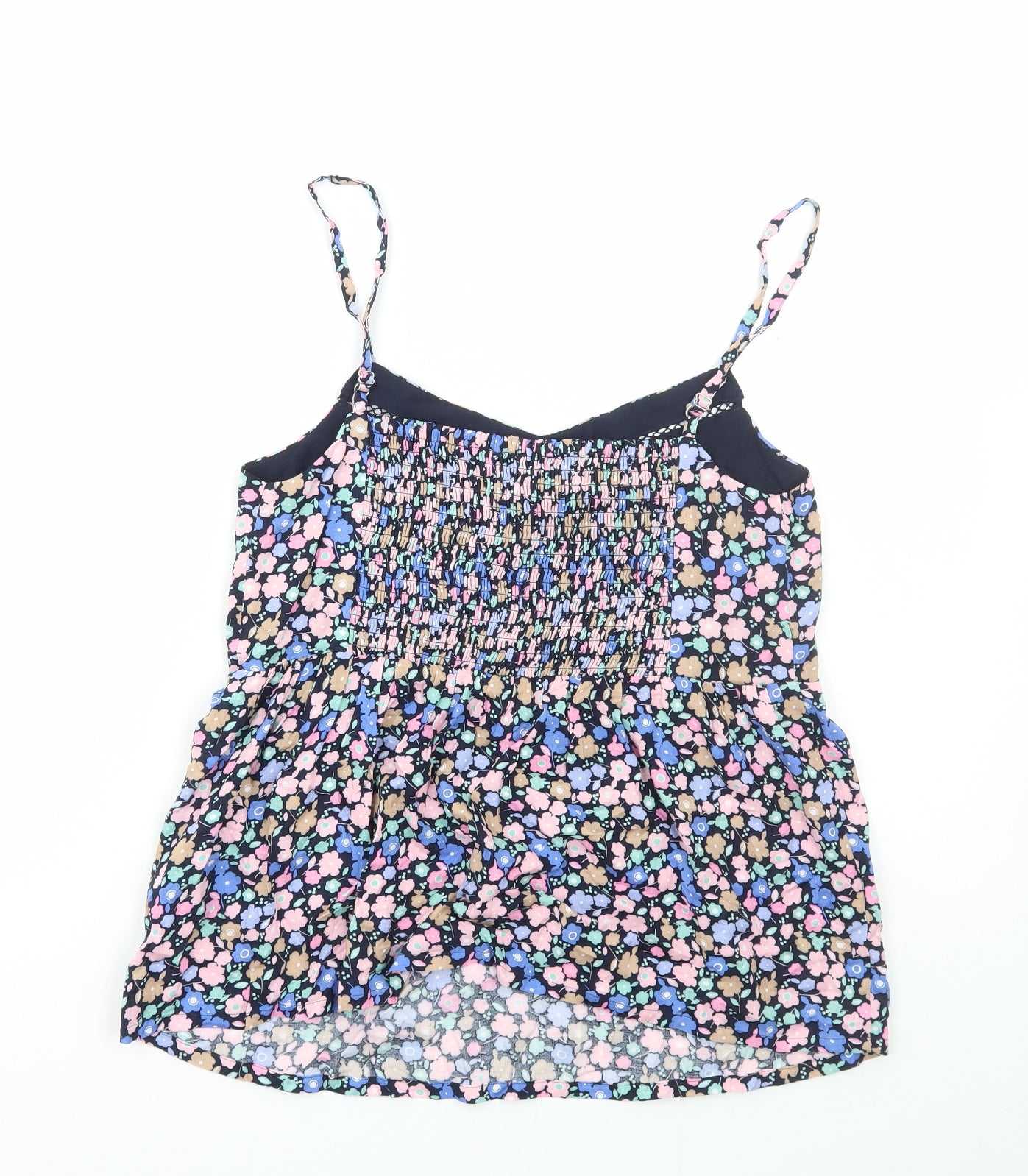 Marks and Spencer Womens Blue Floral Viscose Camisole Tank Size 8 V-Neck