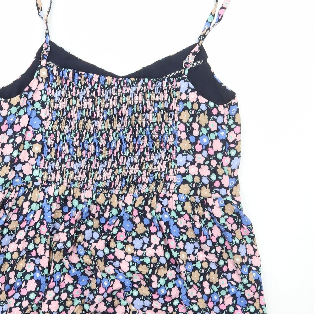 Marks and Spencer Womens Blue Floral Viscose Camisole Tank Size 8 V-Neck