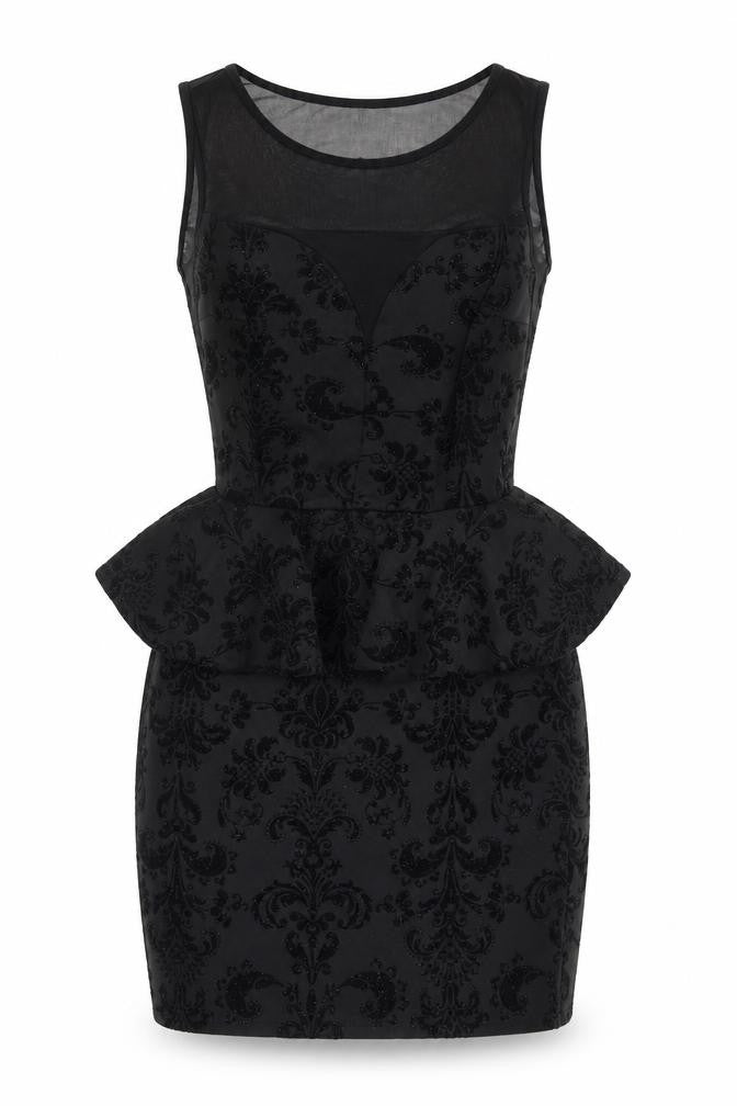 Ribbon Womens Black Geometric Polyester Bodycon Size 10 Round Neck Pullover