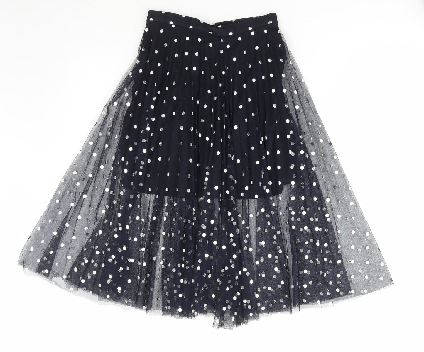 Topshop Womens Blue Polka Dot Polyester Tutu Skirt Size 4 Hook & Eye