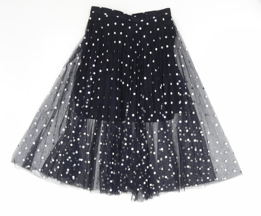 Topshop Womens Blue Polka Dot Polyester Tutu Skirt Size 4 Hook & Eye