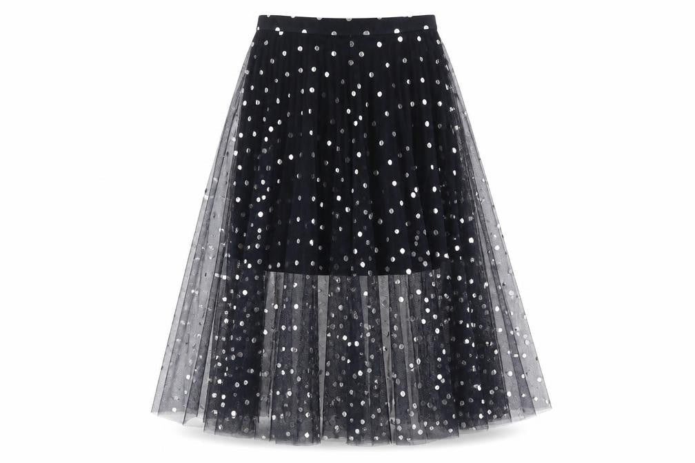 Topshop Womens Blue Polka Dot Polyester Tutu Skirt Size 4 Hook & Eye