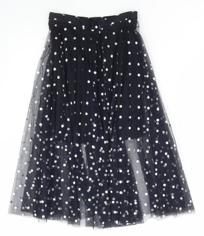 Topshop Womens Blue Polka Dot Polyester Tutu Skirt Size 4 Hook & Eye