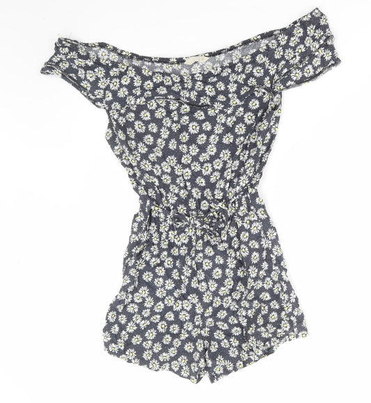 John Lewis Womens Multicoloured Floral Viscose Playsuit One-Piece Size 12 Pullover