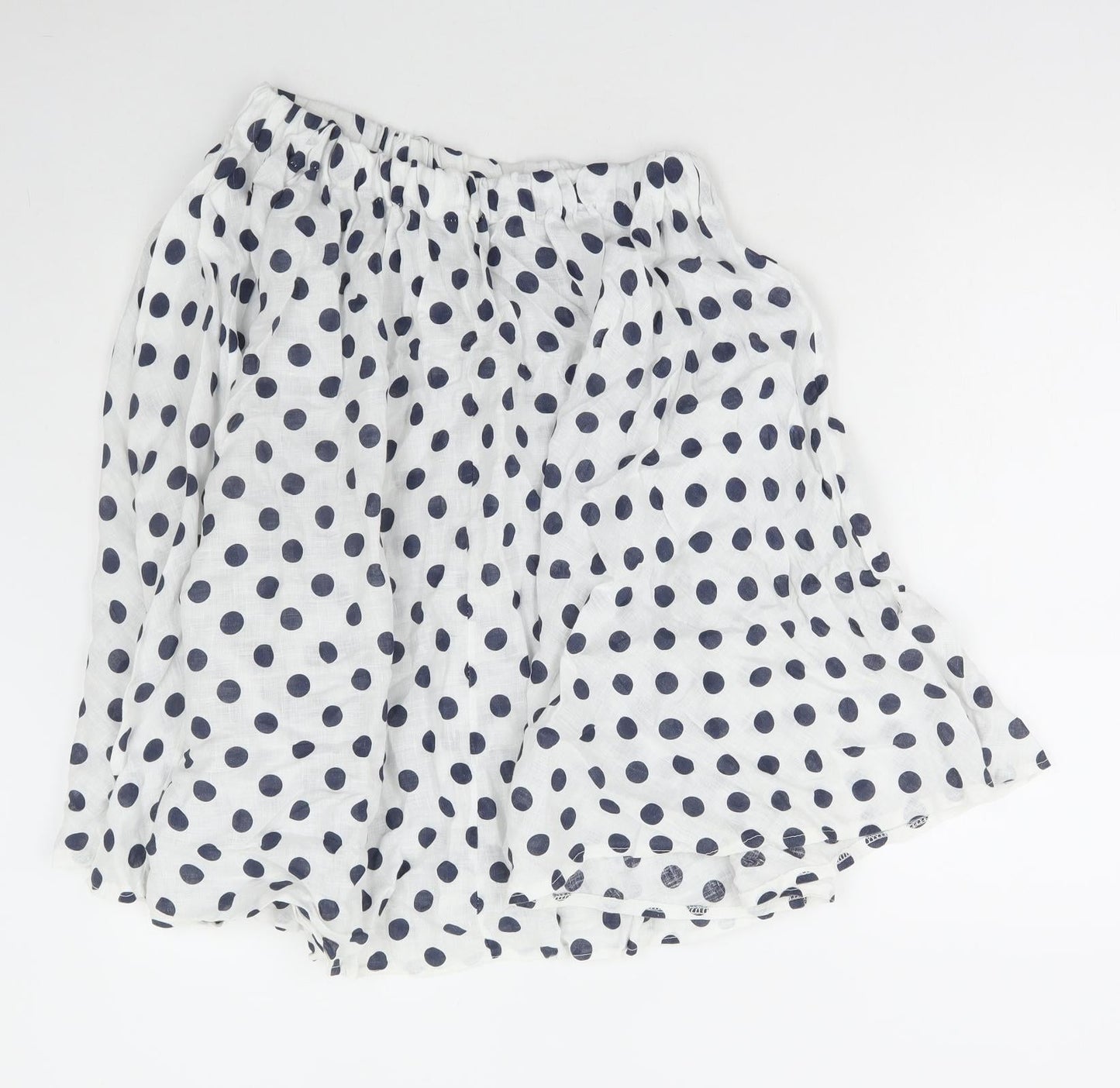 Preworn Womens White Polka Dot Polyester Flare Skirt Size 30 in