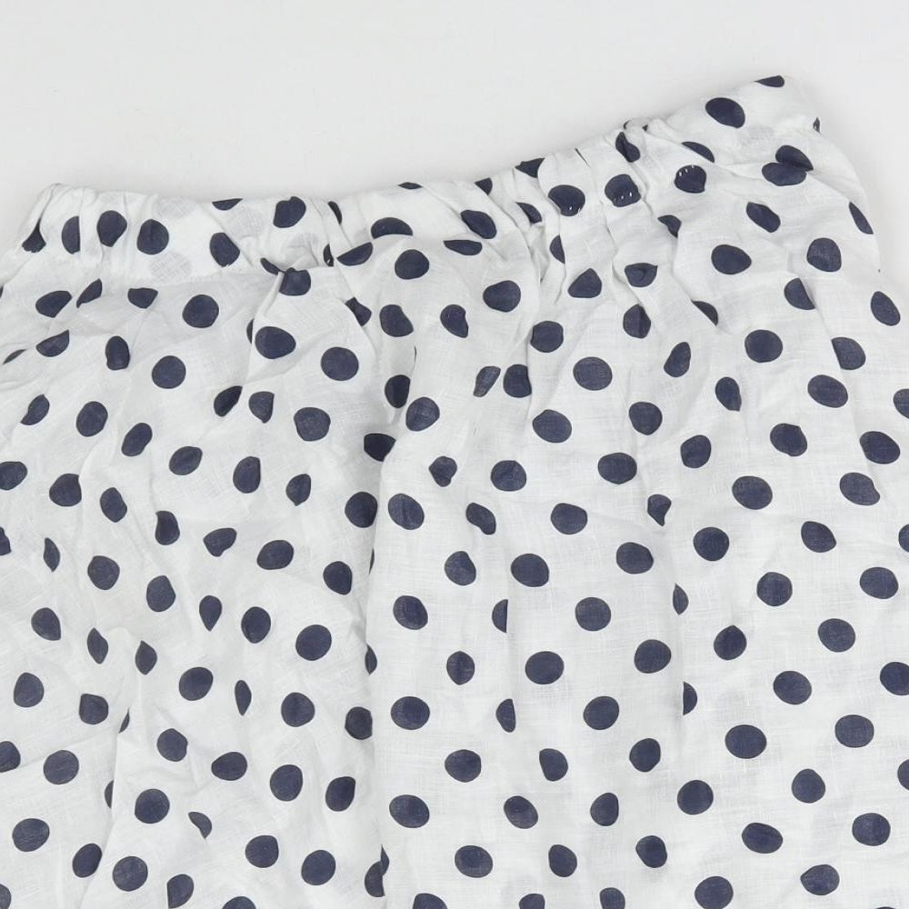 Preworn Womens White Polka Dot Polyester Flare Skirt Size 30 in