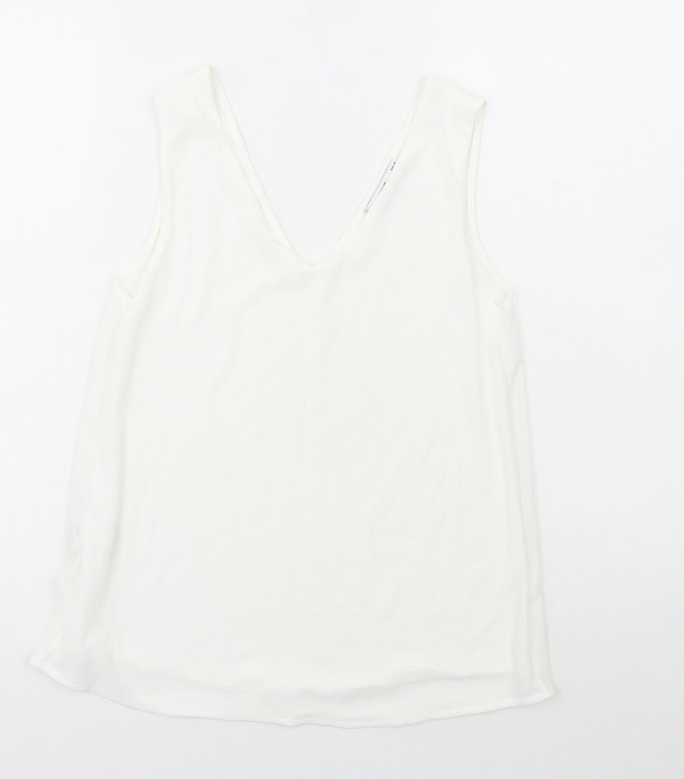MNG Womens White Polyester Basic Tank Size XS V-Neck