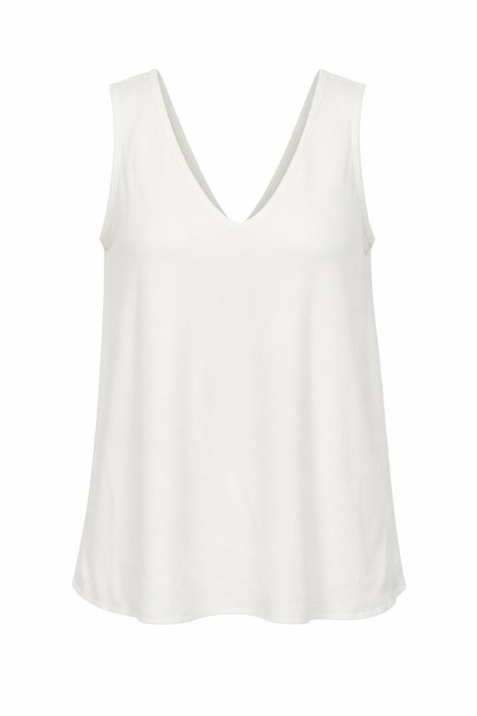 MNG Womens White Polyester Basic Tank Size XS V-Neck