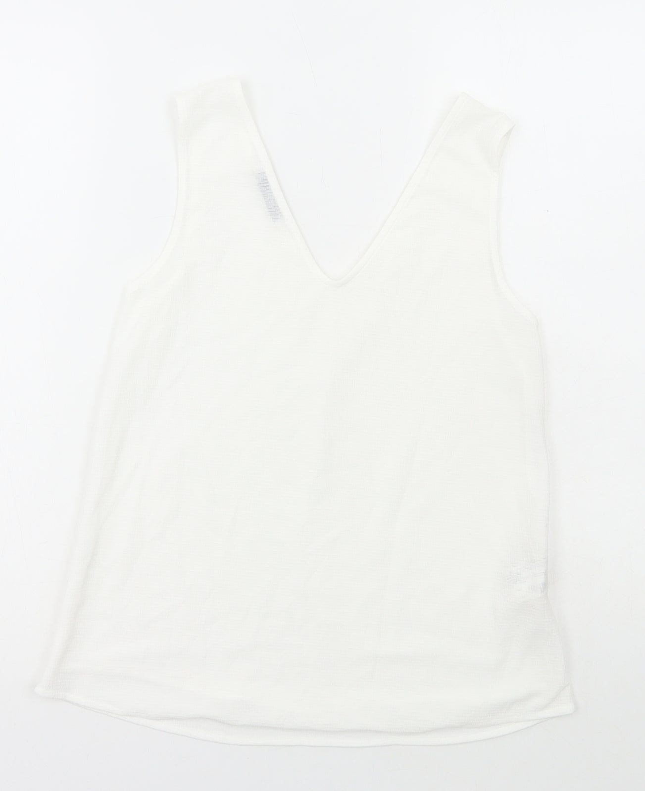 MNG Womens White Polyester Basic Tank Size XS V-Neck