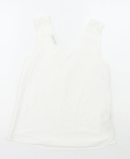 Mango Womens White Polyester Basic Tank Size XS V-Neck