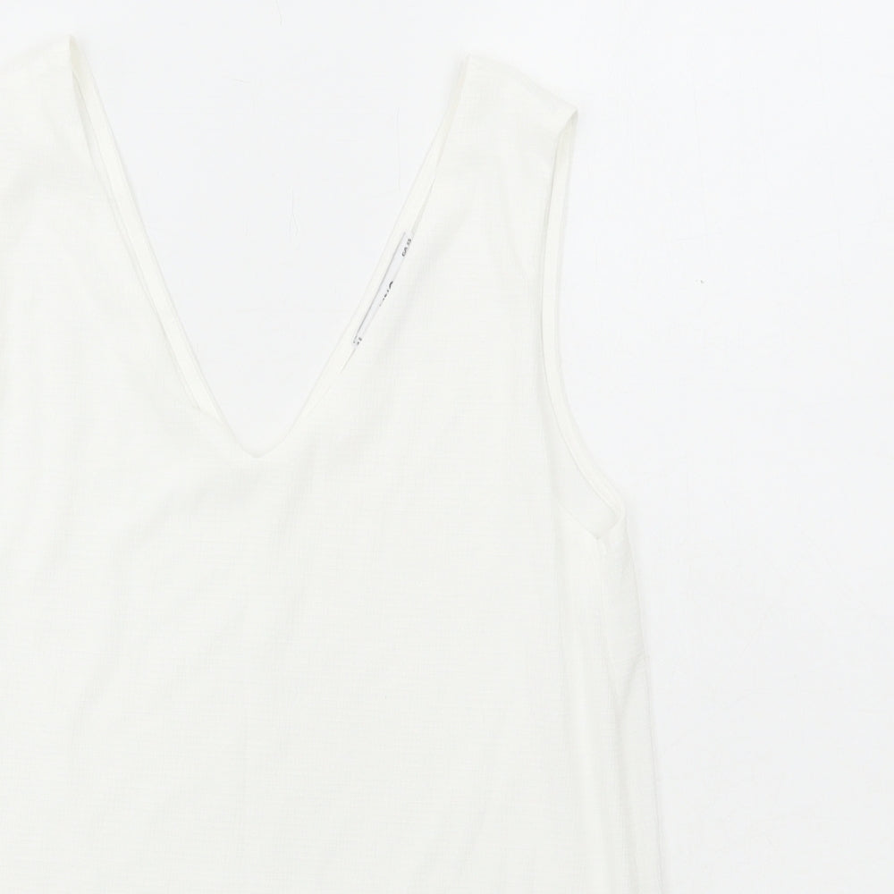 MNG Womens White Polyester Basic Tank Size XS V-Neck