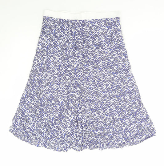Preworn Womens Blue Geometric Polyester Flare Skirt Size 32 in