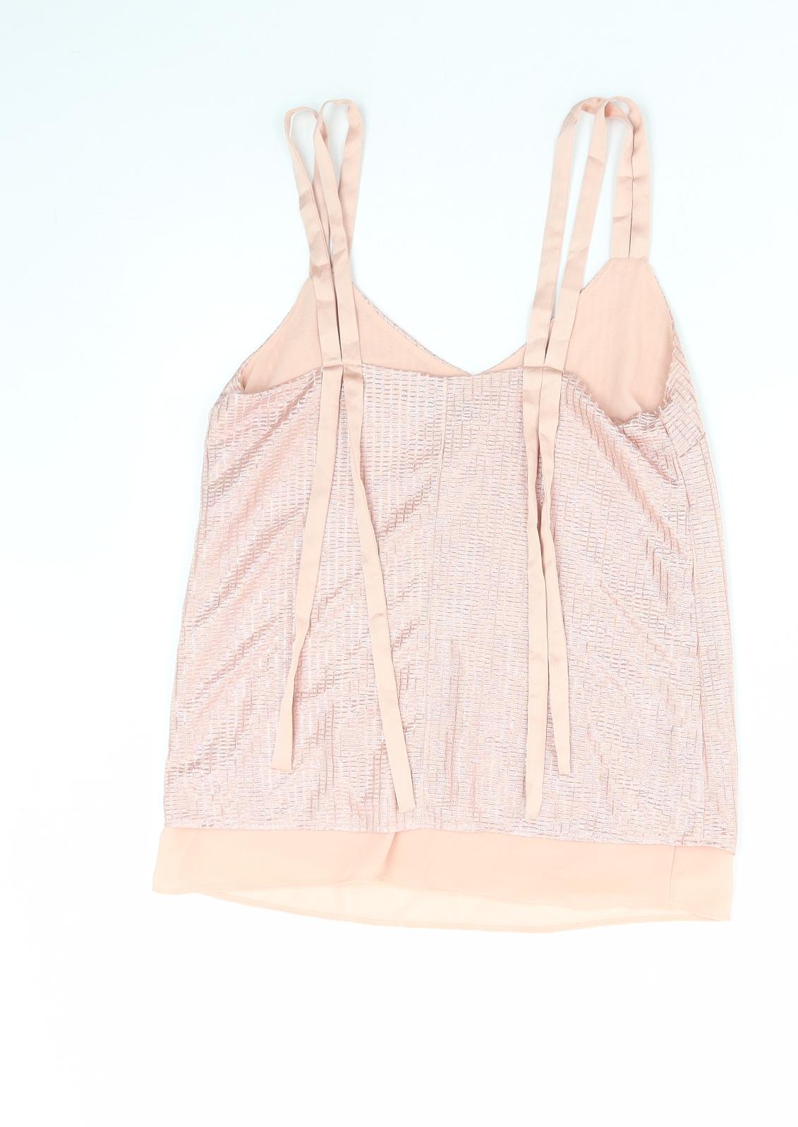 NEXT Womens Pink Geometric Polyester Camisole Tank Size 6 V-Neck