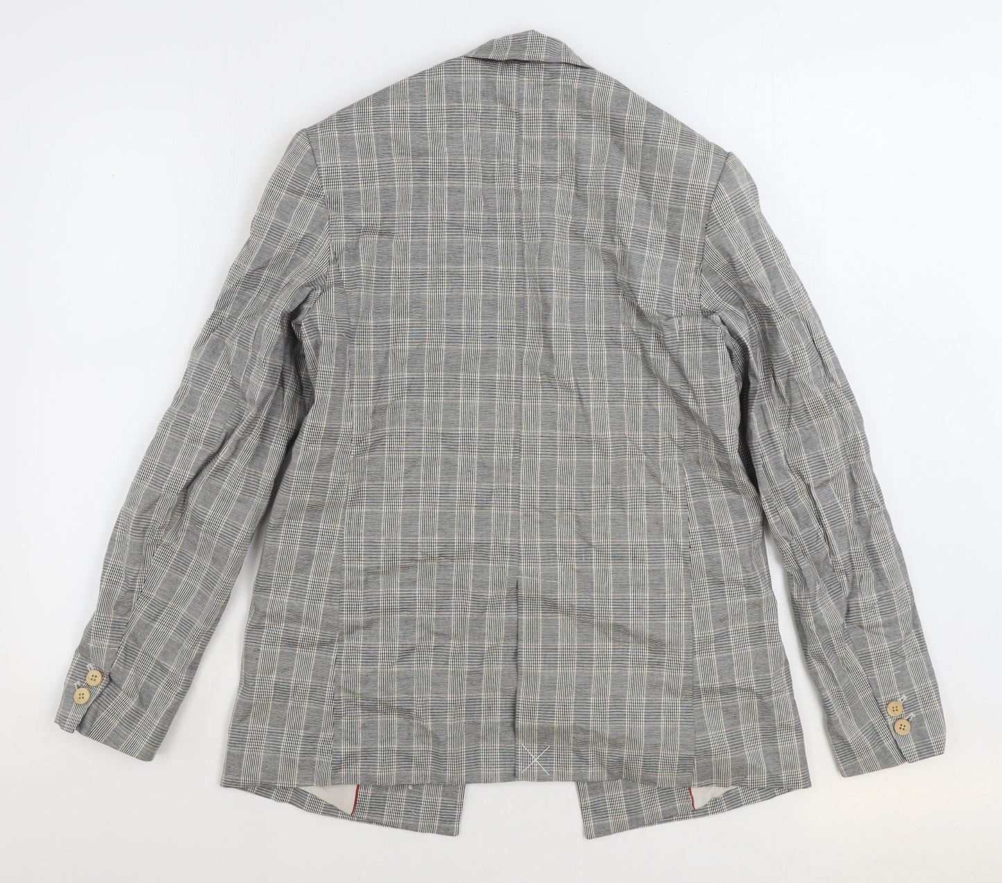 Mango Womens Grey Plaid Jacket Blazer Size S