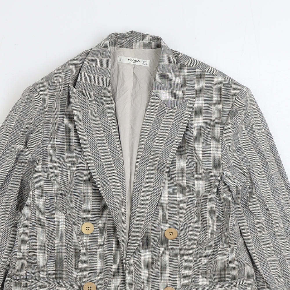 Mango Womens Grey Plaid Jacket Blazer Size S