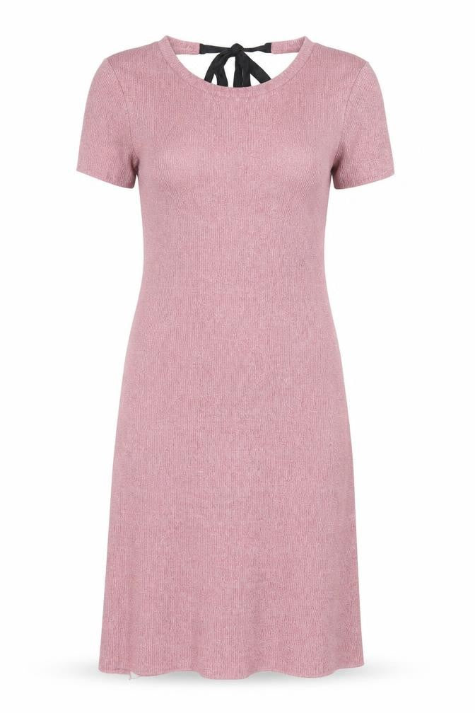 River Island Womens Pink Cotton A-Line Size 6 Crew Neck Tie