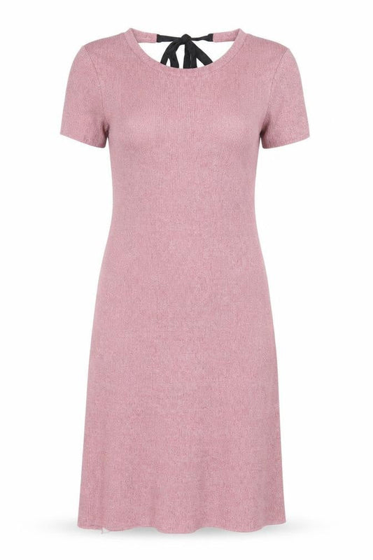River Island Womens Pink Cotton A-Line Size 6 Crew Neck Tie