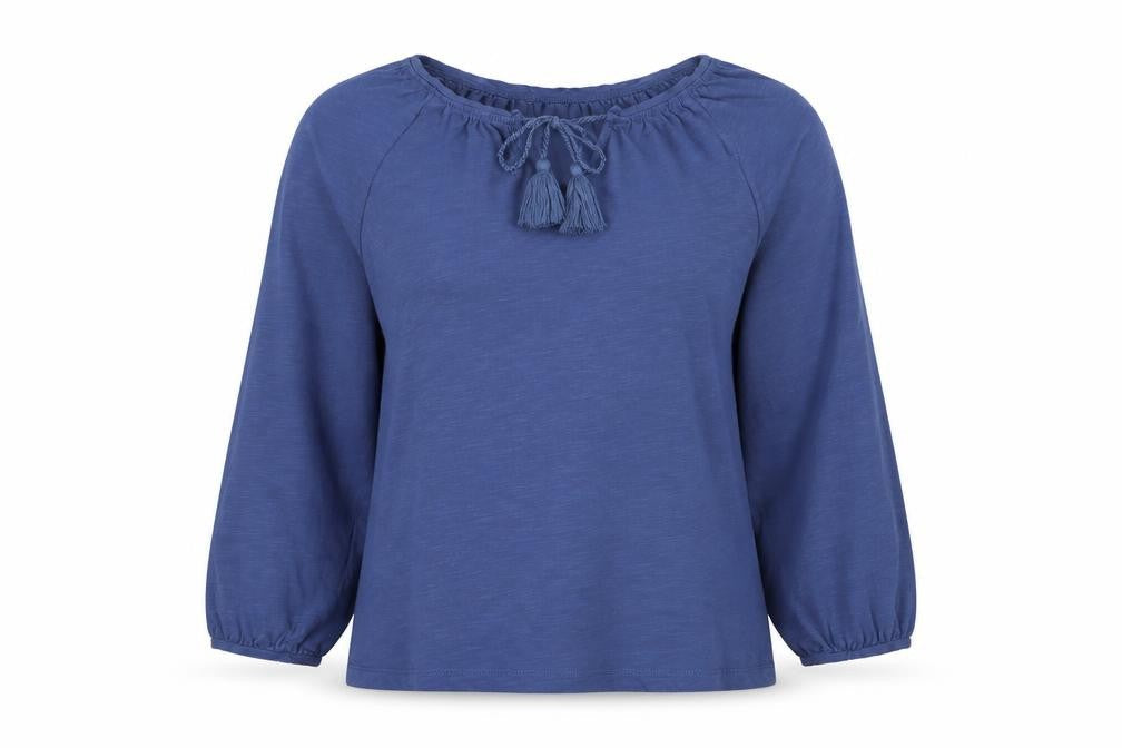 Formula Joven Womens Blue Cotton Basic T-Shirt Size 12 Boat Neck