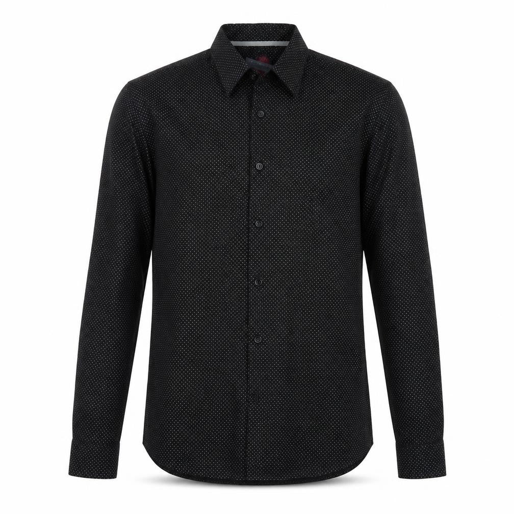Topman Mens Black Polka Dot Cotton Button-Up Size S Collared Button - Pocket Detail
