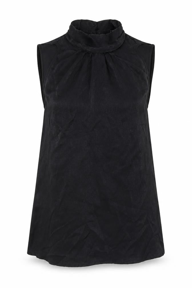 F&F Womens Black Polyester Basic Blouse Size 6 High Neck