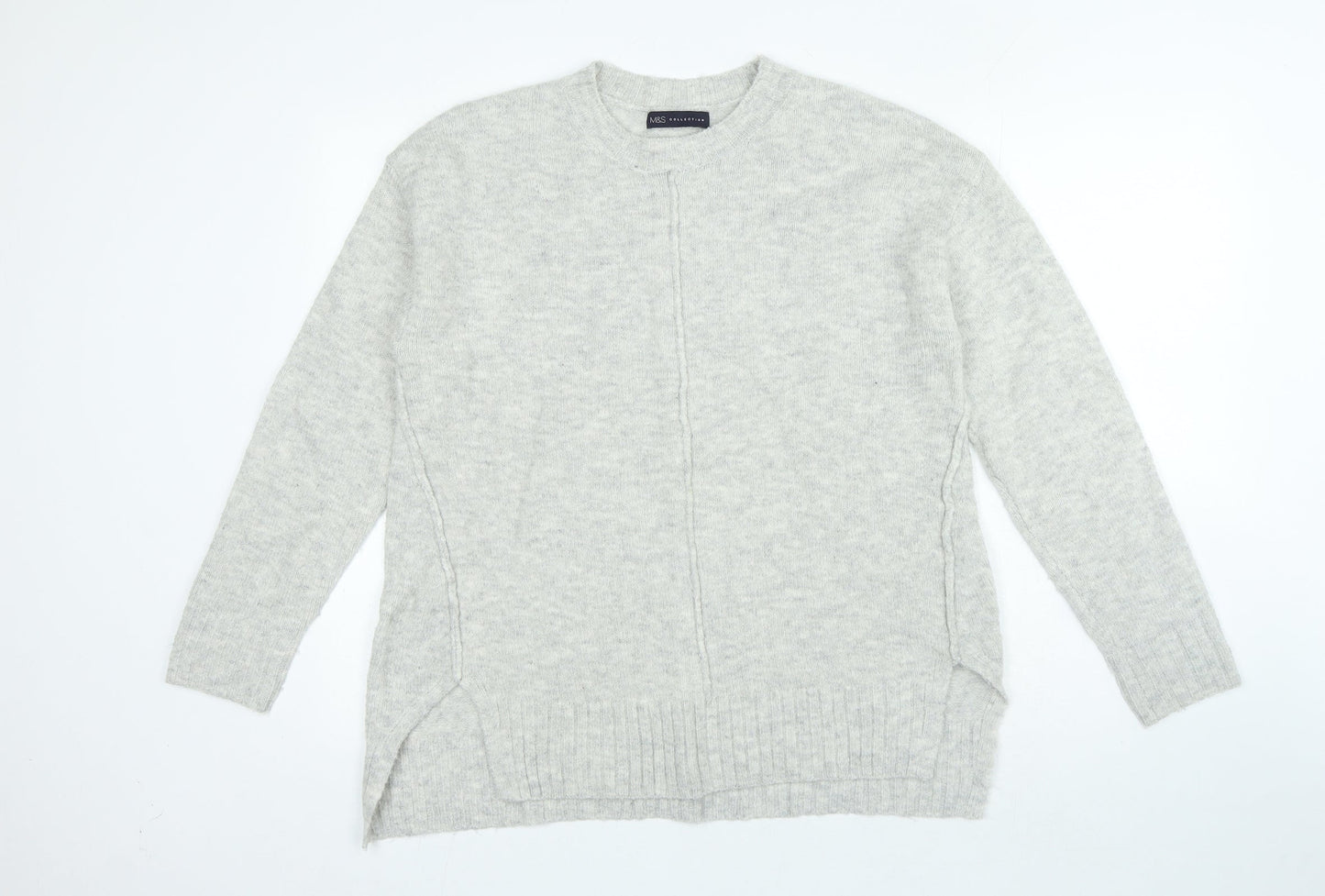Marks and Spencer Womens Grey Crew Neck Acrylic Pullover Jumper Size M