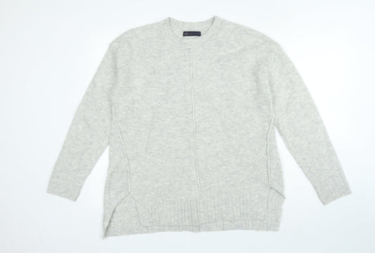 Marks and Spencer Womens Grey Crew Neck Acrylic Pullover Jumper Size M