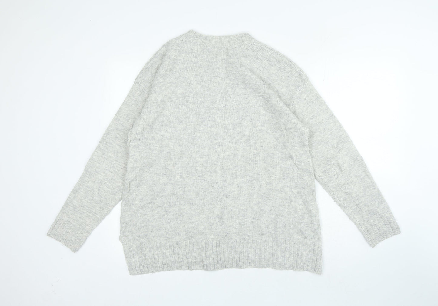 Marks and Spencer Womens Grey Crew Neck Acrylic Pullover Jumper Size M