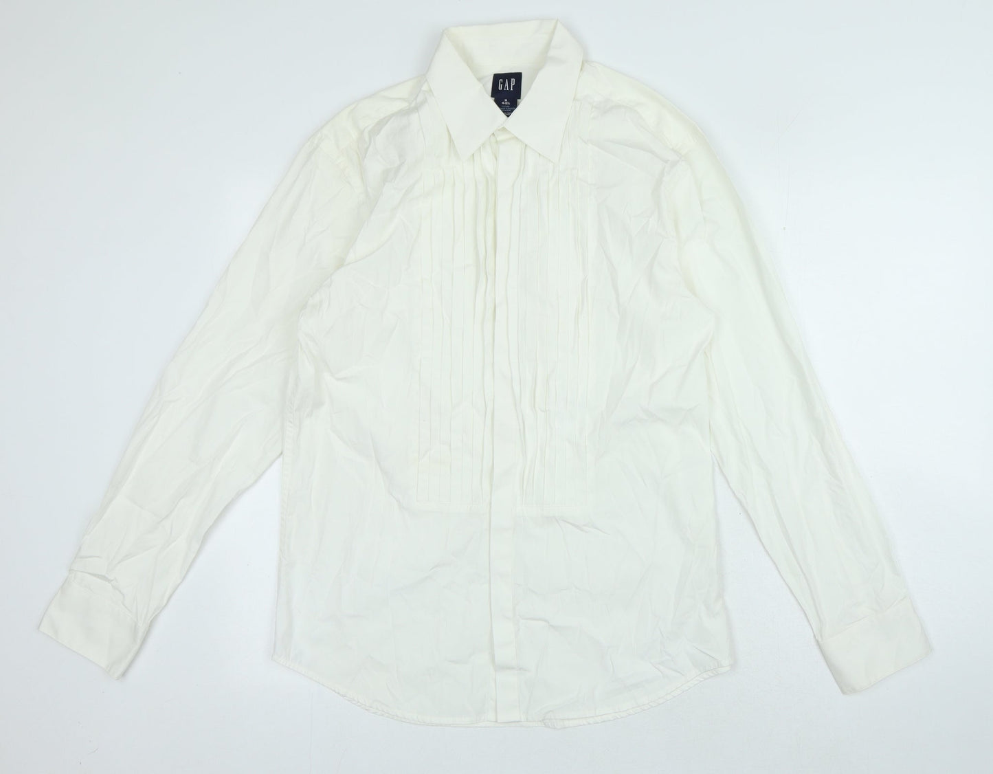 Gap Mens Ivory Cotton Button-Up Size M Collared Button