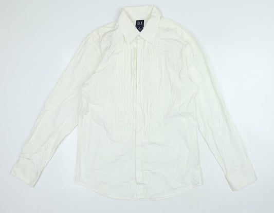 Gap Mens Ivory Cotton Button-Up Size M Collared Button