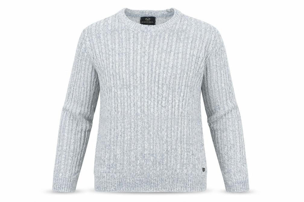 Farrell Mens Blue Crew Neck Acrylic Pullover Jumper Size L