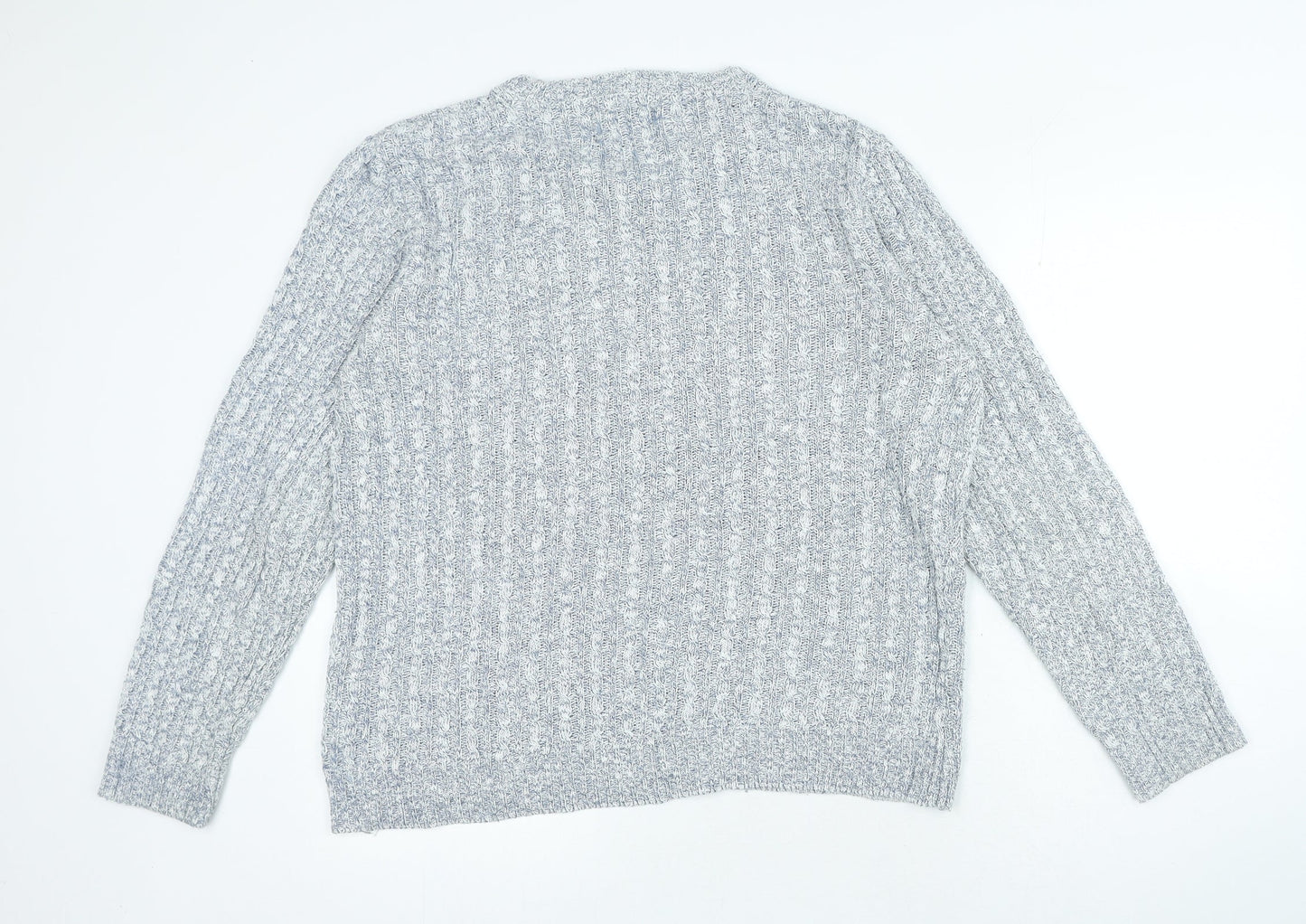 Farrell Mens Blue Crew Neck Acrylic Pullover Jumper Size L