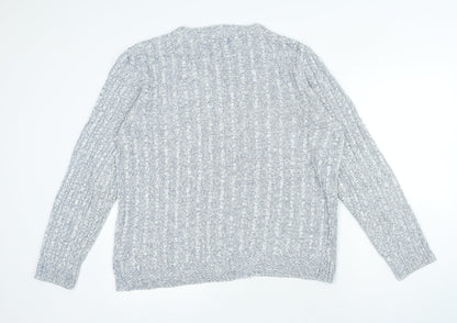 Farrell Mens Blue Crew Neck Acrylic Pullover Jumper Size L