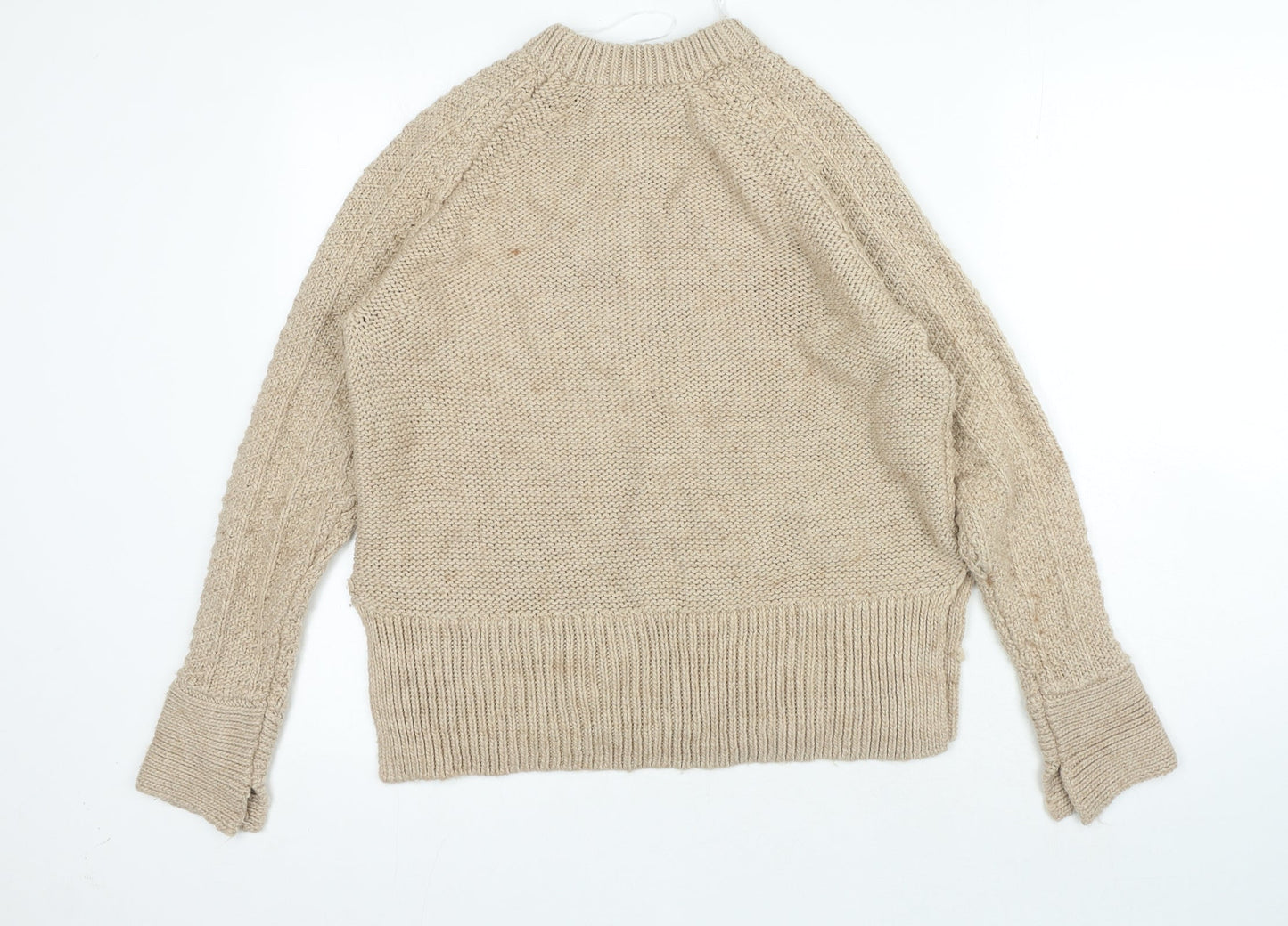 H&M Womens Beige Crew Neck Acrylic Pullover Jumper Size XS