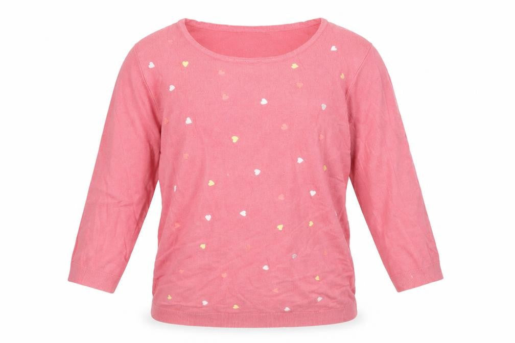 Love Knitwear Womens Pink Round Neck Geometric Viscose Pullover Jumper Size 14 - Hearts