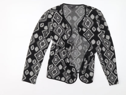 Preloved NEXT Womens Black Geometric Polyester Cardigan Jumper Size 12 - Front