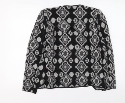 Preloved NEXT Womens Black Geometric Polyester Cardigan Jumper Size 12 - Back