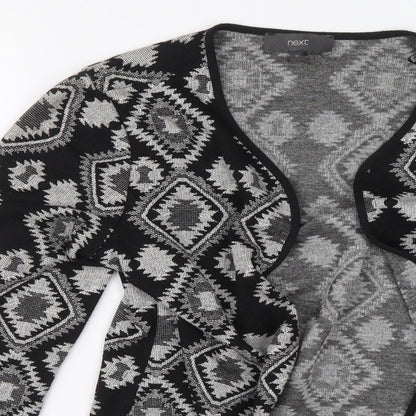 Preloved NEXT Womens Black Geometric Polyester Cardigan Jumper Size 12 - Detail
