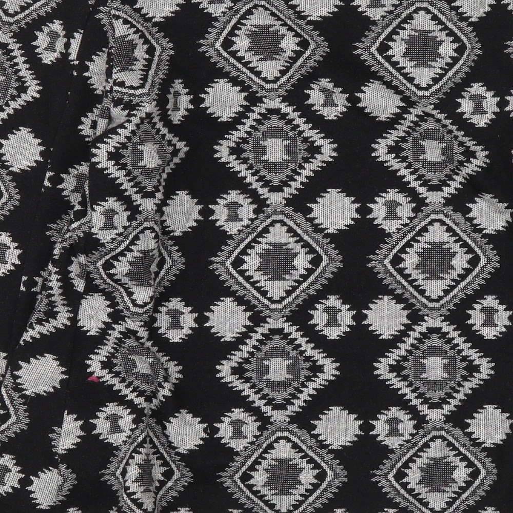 NEXT Womens Black Geometric Polyester Cardigan Jumper Size 12