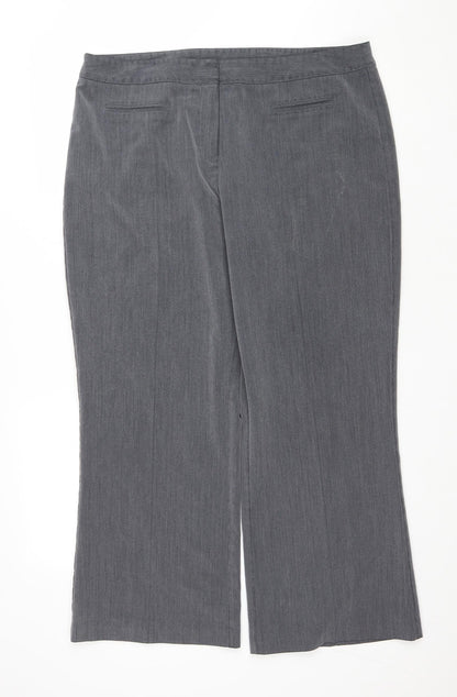 Mia Moda Womens Grey Polyester Cropped Trousers Size 18 L26.5 in Regular Zip