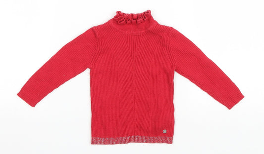 Mothercare Baby Red Cotton Basic T-Shirt Size 3-6 Months High Neck Pullover