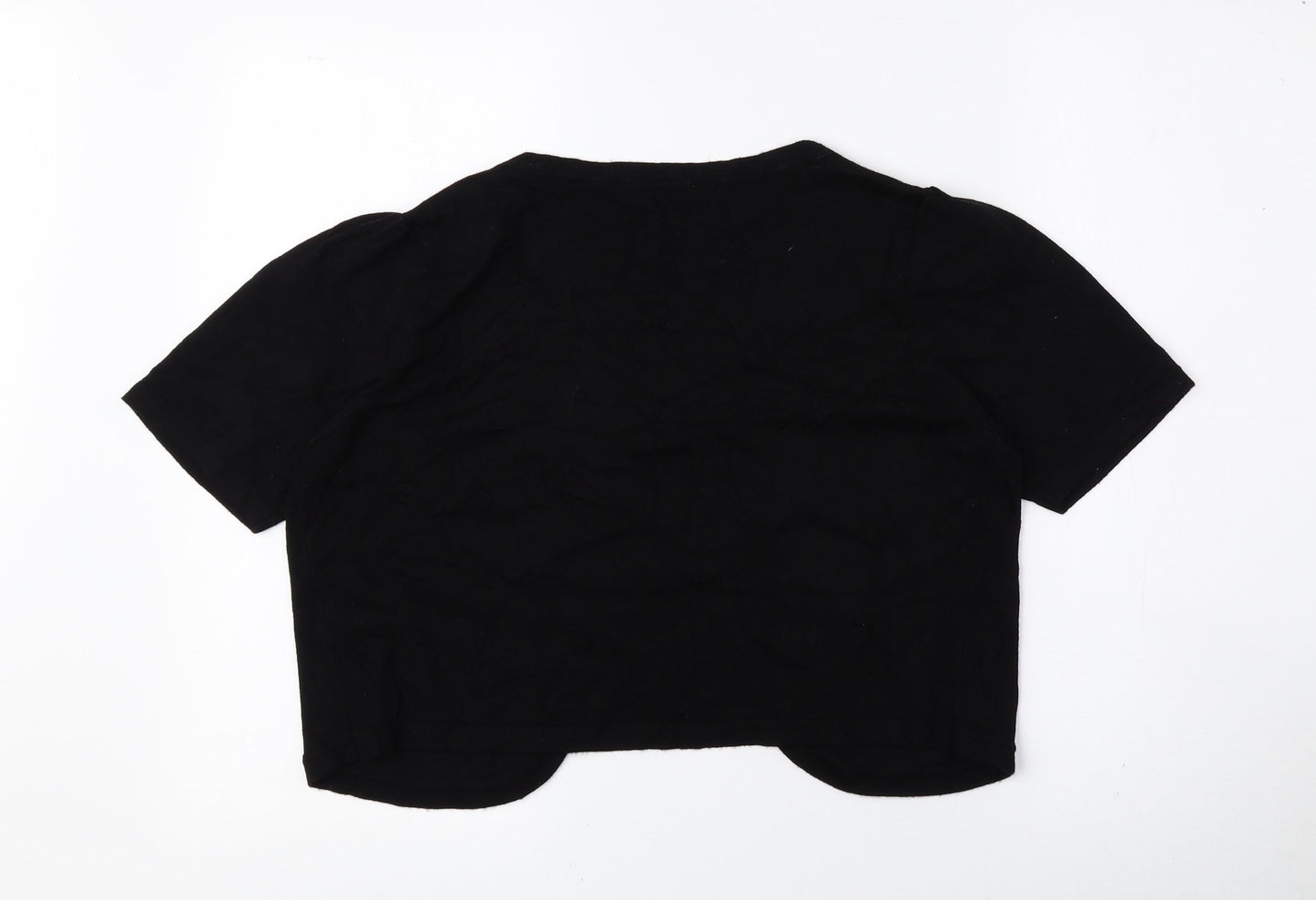 SC Womens Black Scoop Neck Viscose Cardigan Jumper Size 14 - Cropped
