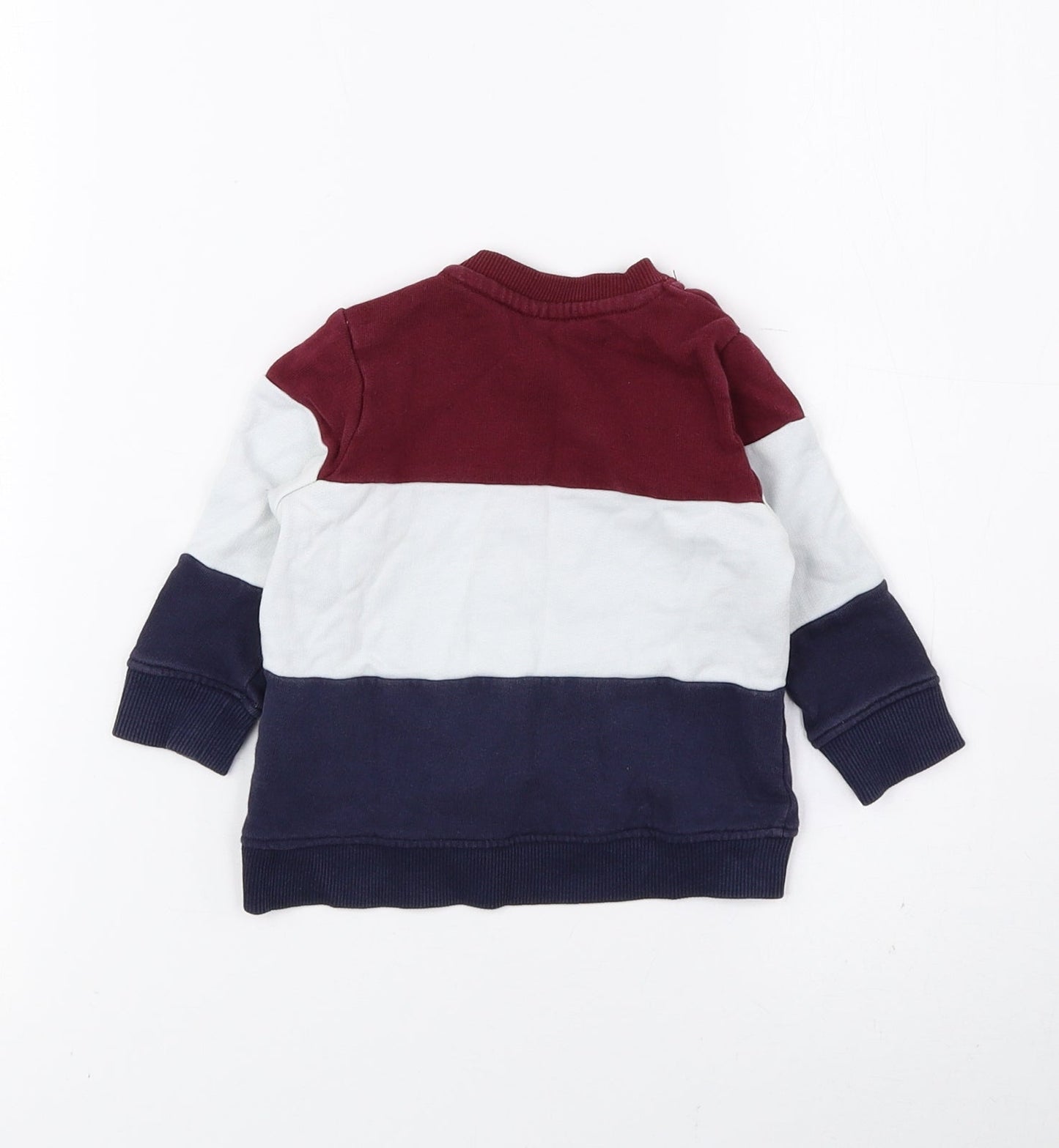 H&M Boys Multicoloured Colourblock 100% Cotton Pullover Sweatshirt Size 6 Years Snap