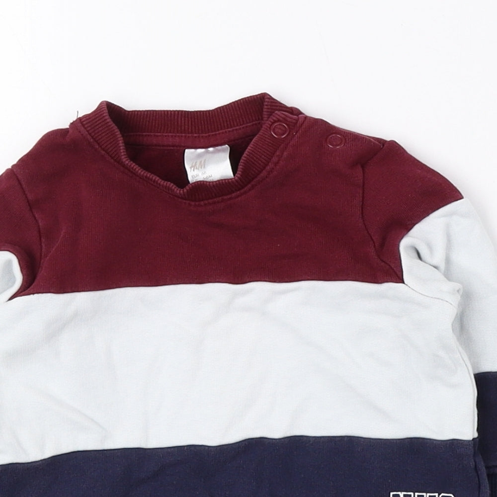 H&M Boys Multicoloured Colourblock 100% Cotton Pullover Sweatshirt Size 6 Years Snap
