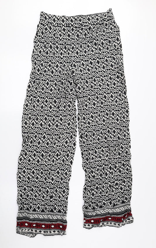 Papaya Womens Multicoloured Geometric Viscose Bloomer Trousers Size 8 L30 in Regular